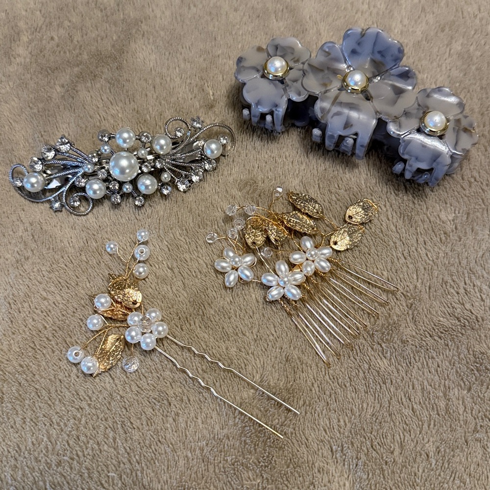 Elegant Pearl and Gold Hair Accessories Set🌸